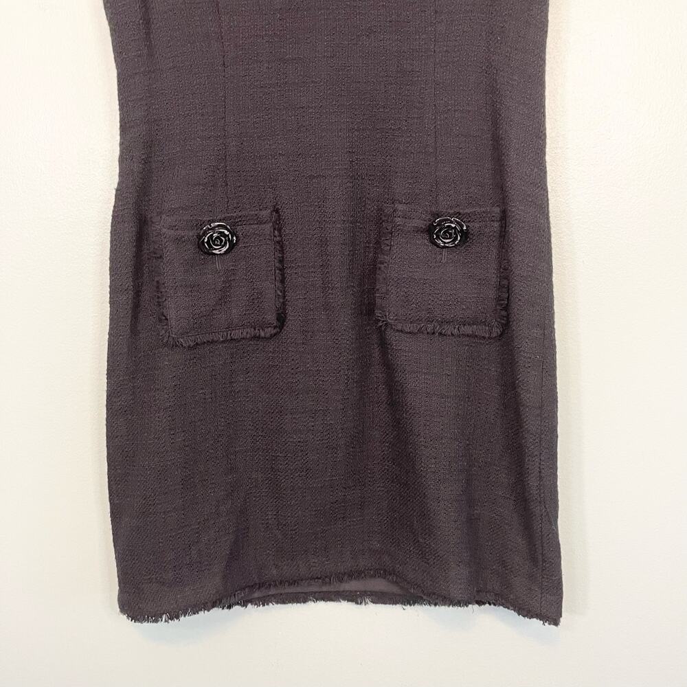 Karl Lagerfeld Paris Dress Womens 12 Black Fringes Mini Sheath Sleeveless NWOT - Picture 7 of 10